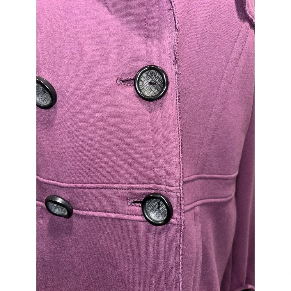 Purple Double-Breasted Pea Coat Jacket by Nomadic Trader Large Plum Mid‎ Length
